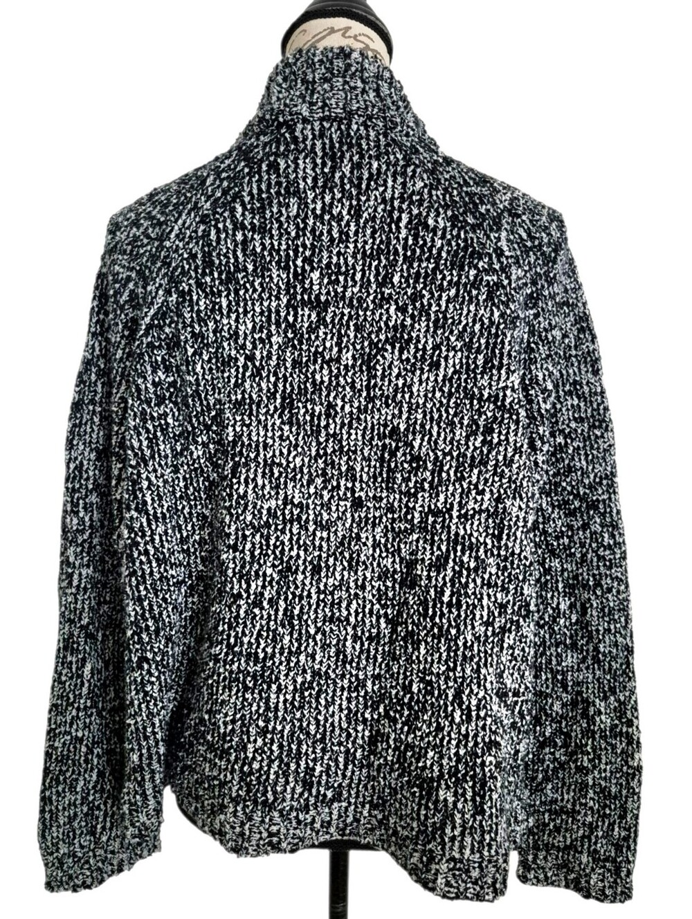 Eileen Fisher Organic Cotton Mock Neck Boxy Sweater L Marled Chunky Knit F19UBT - Picture 13 of 15